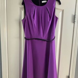 Calvin Klein Purple A-Line Midi Dress